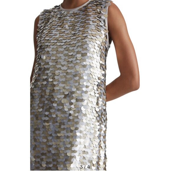 Lafayette 148 New York Paillette Sequin Shift Dress Mixed-Metal Metallic Large - Picture 2 of 16
